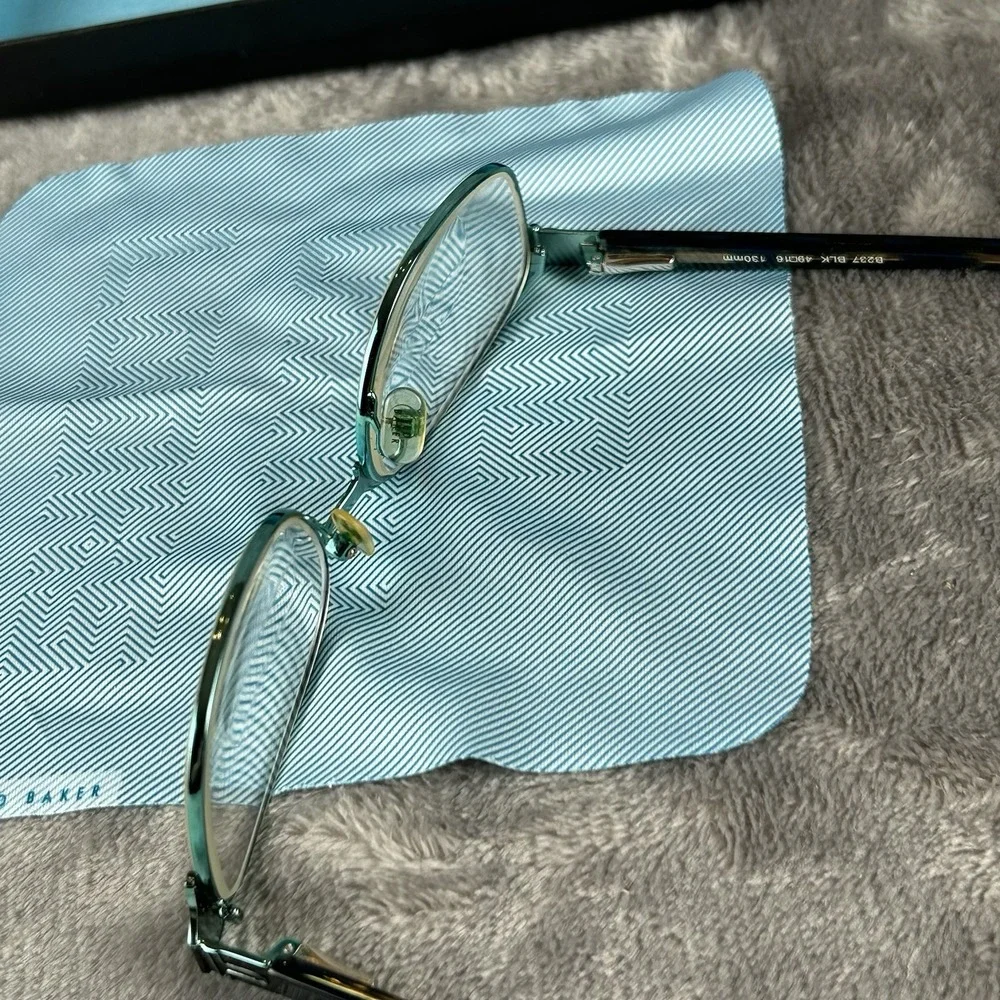Ted Baker Brow Line Glasses Frames Only B237 Black W Blue 49-16 130mm With Case
